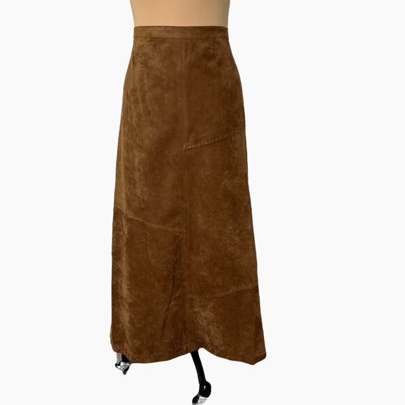 Napa Valley Midi Skirt Womens 14 Brown Faux Suede A Line Back Zip Western Y2K - Picture 1 of 7